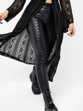 Disturbia Black Lace-Up Faux Leather Leggings